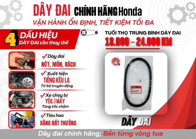 DÂY ĐAI CHÍNH HÃNG HONDA Vận hành ổn định – Tiết kiệm tối đa