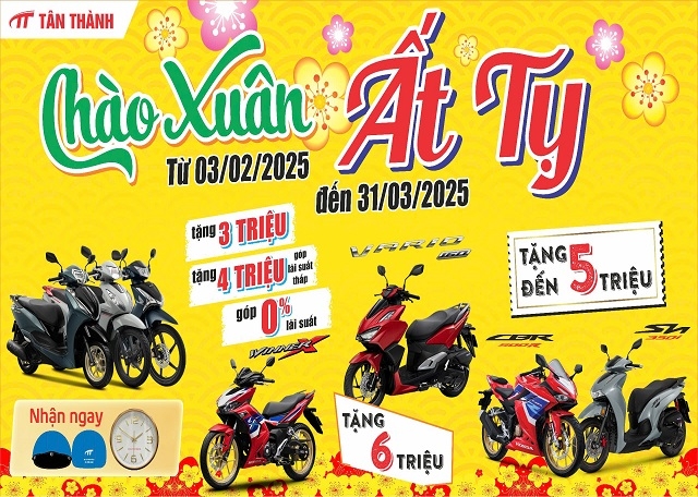 Chào Xuân Ất Tỵ 2025 - Xe máy Tân Thành ưu đãi tháng 02
